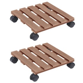 Plant stand with wheels 2 units WPC brown 30x30x7.5 cm by vidaXL, Pot stands - Ref: Foro24-149035, Price: 44,99 €, Discount: %