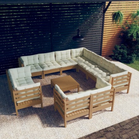 Garden furniture 12 pieces and cushions honey brown pine wood by vidaXL, Garden sets - Ref: Foro24-3096944, Price: 1,00 €, Di...