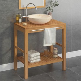 Solid teak wood vanity unit with cream marble sink by vidaXL, bathroom vanities - Ref: Foro24-3058162, Price: 327,01 €, Disco...