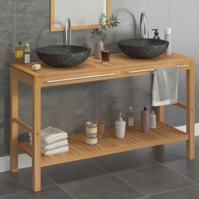 Solid teak wood vanity unit with black marble sinks by vidaXL, bathroom vanities - Ref: Foro24-3058168, Price: 361,72 €, Disc...