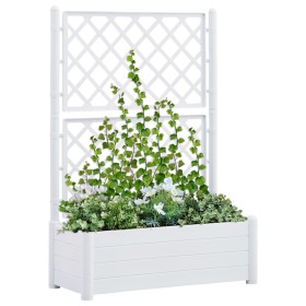 Jardinera con enrejado PP blanca 100x43x142 cm de vidaXL, Maceteros y jardineras - Ref: Foro24-313983, Precio: 127,58 €, Desc...