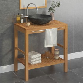 Mueble tocador madera teca maciza con lavabo de mármol negro de vidaXL, Tocadores de baño - Ref: Foro24-3058161, Precio: 280,...