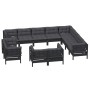 12-piece garden furniture set with black cushions, made of solid pine wood. by vidaXL, Garden sets - Ref: Foro24-3096951, Pri...