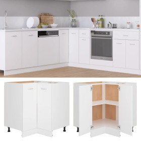 White wooden corner lower cabinet 75.5x75.5x81.5 cm by vidaXL, Kitchen cabinets - Ref: Foro24-802489, Price: 100,85 €, Discou...