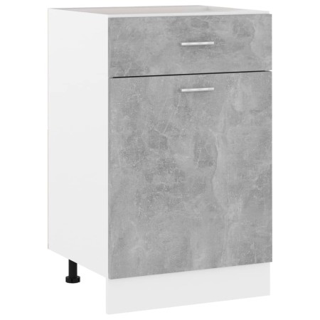 Armario inferior cajón contrachapada gris hormigón 50x46x81,5cm de vidaXL, Armarios de cocina - Ref: Foro24-801224, Precio: 8...