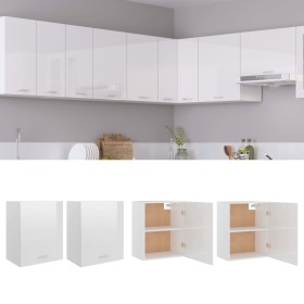 Armario colgante 2 uds contrachapada blanco brillo 50x31x60 cm de vidaXL, Armarios de cocina - Ref: Foro24-805083, Precio: 90...