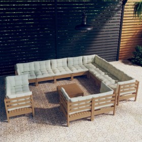 Garden furniture 13 pieces and cushions honey brown pine wood by vidaXL, Garden sets - Ref: Foro24-3096956, Price: 1,00 €, Di...