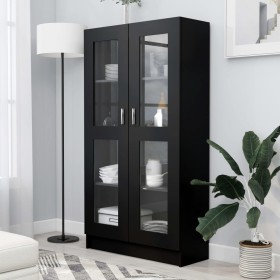 Vitrina de madera contrachapada negro 82,5x30,5x150 cm de vidaXL, Librerías y estanterías - Ref: Foro24-802760, Precio: 157,9...