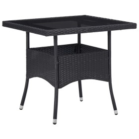 Mesa de comedor para jardín ratán sintético y vidrio negro de vidaXL, Mesas de jardín - Ref: Foro24-46177, Precio: 132,93 €, ...