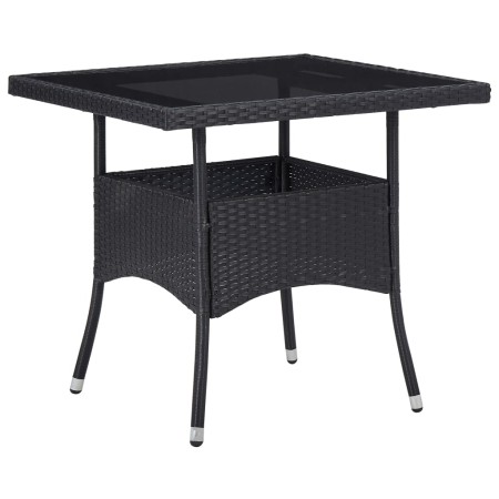 Mesa de comedor para jardín ratán sintético y vidrio negro de vidaXL, Mesas de jardín - Ref: Foro24-46177, Precio: 126,99 €, ...