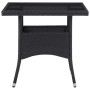 Mesa de comedor para jardín ratán sintético y vidrio negro de vidaXL, Mesas de jardín - Ref: Foro24-46177, Precio: 132,93 €, ...