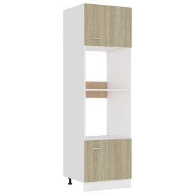 Oak-colored plywood microwave cabinet 60x57x207 cm by vidaXL, Kitchen cabinets - Ref: Foro24-802549, Price: 199,99 €, Discoun...