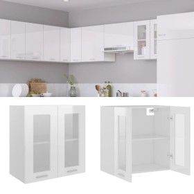 Glossy white engineering glass and wood hanging cabinet by vidaXL, Kitchen cabinets - Ref: Foro24-802526, Price: 58,66 €, Dis...