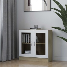 White and oak plywood display case 82.5x30.5x80 cm by vidaXL, Bookcases and shelves - Ref: Foro24-802746, Price: 97,01 €, Dis...