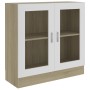 Vitrina de madera contrachapada blanco y roble 82,5x30,5x80 cm de vidaXL, Librerías y estanterías - Ref: Foro24-802746, Preci...