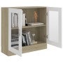 Vitrine aus Sperrholz in Weiß und Eiche, 82,5 x 30,5 x 80 cm von vidaXL, Bücherregale und Regale - Ref: Foro24-802746, Preis:...