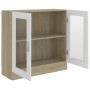 Vitrina de madera contrachapada blanco y roble 82,5x30,5x80 cm de vidaXL, Librerías y estanterías - Ref: Foro24-802746, Preci...