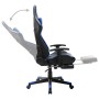 Silla de gaming con reposapiés cuero sintético negro y azul de vidaXL, Sillones para videojuegos - Ref: Foro24-20510, Precio:...