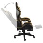 Silla gaming con reposapiés cuero sintético negro y dorado de vidaXL, Sillas de oficina - Ref: Foro24-20528, Precio: 154,60 €...