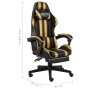 Silla gaming con reposapiés cuero sintético negro y dorado de vidaXL, Sillas de oficina - Ref: Foro24-20528, Precio: 154,60 €...