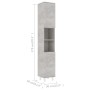 Armario de baño contrachapada gris hormigón 30x30x179 cm de vidaXL, Muebles de baño - Ref: Foro24-802628, Precio: 78,54 €, De...