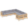 8-piece garden furniture set with solid pine wood cushions by vidaXL, Garden sets - Ref: Foro24-3096970, Price: 634,05 €, Dis...