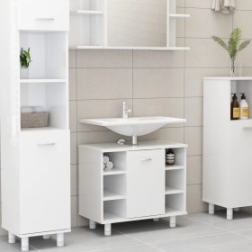 Badezimmerschrank weiß glänzend Sperrholz 60x32x53,5cm von vidaXL, Badezimmermöbel - Ref: Foro24-802639, Preis: 52,02 €, Raba...