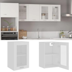 White engineered wood glass hanging cabinet 40x31x60 cm by vidaXL, Kitchen cabinets - Ref: Foro24-802505, Price: 48,19 €, Dis...