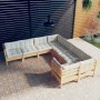 Gartenmöbel 8-teilig und Kissen aus massivem cremefarbenem Kiefernholz von vidaXL, Gartensets - Ref: Foro24-3096971, Preis: 5...