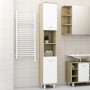 Armario de baño contrachapada blanco y roble 30x30x179 cm de vidaXL, Muebles de baño - Ref: Foro24-802629, Precio: 81,84 €, D...