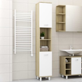 White and oak plywood bathroom cabinet 30x30x179 cm by vidaXL, Bathroom furniture - Ref: Foro24-802629, Price: 81,99 €, Disco...