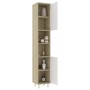 Armario de baño contrachapada blanco y roble 30x30x179 cm de vidaXL, Muebles de baño - Ref: Foro24-802629, Precio: 81,84 €, D...