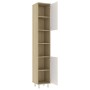 Armario de baño contrachapada blanco y roble 30x30x179 cm de vidaXL, Muebles de baño - Ref: Foro24-802629, Precio: 81,84 €, D...