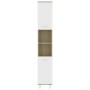 Armario de baño contrachapada blanco y roble 30x30x179 cm de vidaXL, Muebles de baño - Ref: Foro24-802629, Precio: 81,84 €, D...