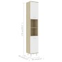 Armario de baño contrachapada blanco y roble 30x30x179 cm de vidaXL, Muebles de baño - Ref: Foro24-802629, Precio: 81,84 €, D...