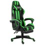 Silla gaming con reposapiés cuero sintético negro y verde de vidaXL, Sillas de oficina - Ref: Foro24-20529, Precio: 145,53 €,...