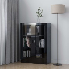 Vitrina de madera contrachapada negro brillo 82,5x30,5x115 cm de vidaXL, Librerías y estanterías - Ref: Foro24-802757, Precio...