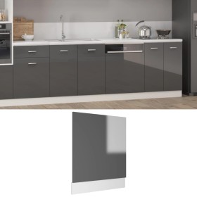 Plywood glossy grey dishwasher panel 59.5x3x67 cm by vidaXL, Kitchen cabinets - Ref: Foro24-802569, Price: 28,23 €, Discount: %