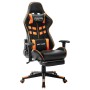 Gaming-Stuhl mit Fußstütze aus schwarzem und orangefarbenem Kunstleder von vidaXL, Gaming-Stühle - Ref: Foro24-20516, Preis: ...