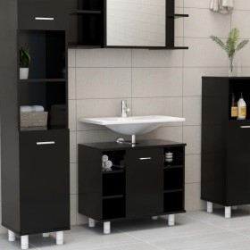 Black plywood bathroom cabinet 60x32x53.5 cm by vidaXL, Bathroom furniture - Ref: Foro24-802634, Price: 54,99 €, Discount: %