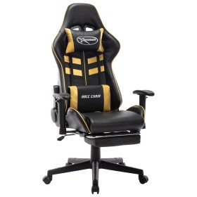 Gaming-Stuhl mit Fußstütze aus schwarzem und goldenem Kunstleder von vidaXL, Gaming-Stühle - Ref: Foro24-20512, Preis: 192,58...