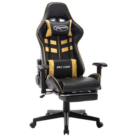 Gaming-Stuhl mit Fußstütze aus schwarzem und goldenem Kunstleder von vidaXL, Gaming-Stühle - Ref: Foro24-20512, Preis: 193,99...