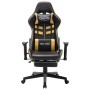 Silla de gaming con reposapiés cuero sintético negro y dorado de vidaXL, Sillones para videojuegos - Ref: Foro24-20512, Preci...