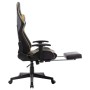 Silla de gaming con reposapiés cuero sintético negro y dorado de vidaXL, Sillones para videojuegos - Ref: Foro24-20512, Preci...