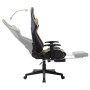 Silla de gaming con reposapiés cuero sintético negro y dorado de vidaXL, Sillones para videojuegos - Ref: Foro24-20512, Preci...