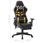 Gaming-Stuhl mit Fußstütze aus schwarzem und goldenem Kunstleder von vidaXL, Gaming-Stühle - Ref: Foro24-20512, Preis: 193,99...