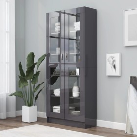 Glossy gray plywood display case 82.5x30.5x185.5 cm by vidaXL, Bookcases and shelves - Ref: Foro24-802776, Price: 210,99 €, D...