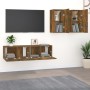 TV furniture set 4 pieces smoked oak plywood by vidaXL, TV Furniture - Ref: Foro24-3120269, Price: 123,15 €, Discount: %