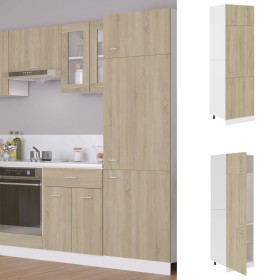 Eichenfarbener Sperrholz-Kühlschrank 60x57x207 cm von vidaXL, Küchenschränke - Ref: Foro24-802541, Preis: 165,31 €, Rabatt: %