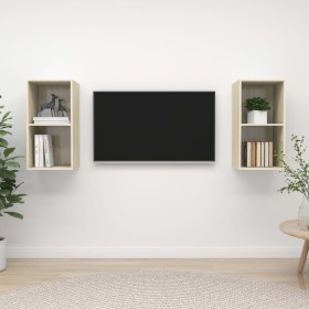 Wohnzimmer Wandmöbel 2 Stücke aus Sonoma Eichenholz Ingenieurholz von vidaXL, TV-Möbel - Ref: Foro24-3079847, Preis: 68,99 €,...